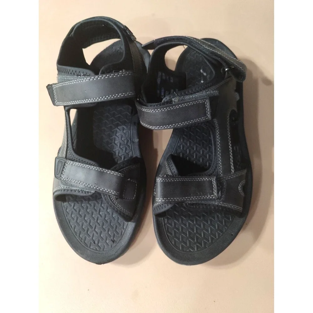 Eddie Bauer Sandals Men'‎ 9M Holman Strappy Gray Faux Leather Open Toe Casual